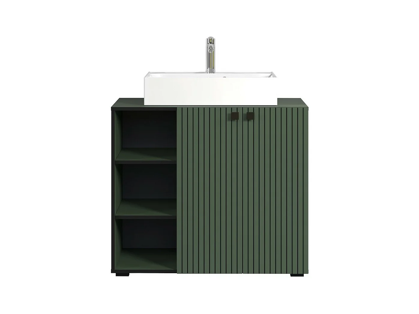 Meuble de Salle de Bain Sous Lavabo Pure, Vert, 90x53x91 cm, Seven Design
