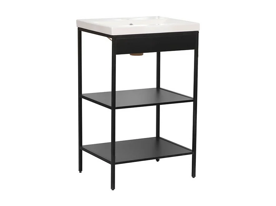 Meuble de Salle de Bain Sous Lavabo Lorin, Noir, 52x40x83 cm, Seven Design