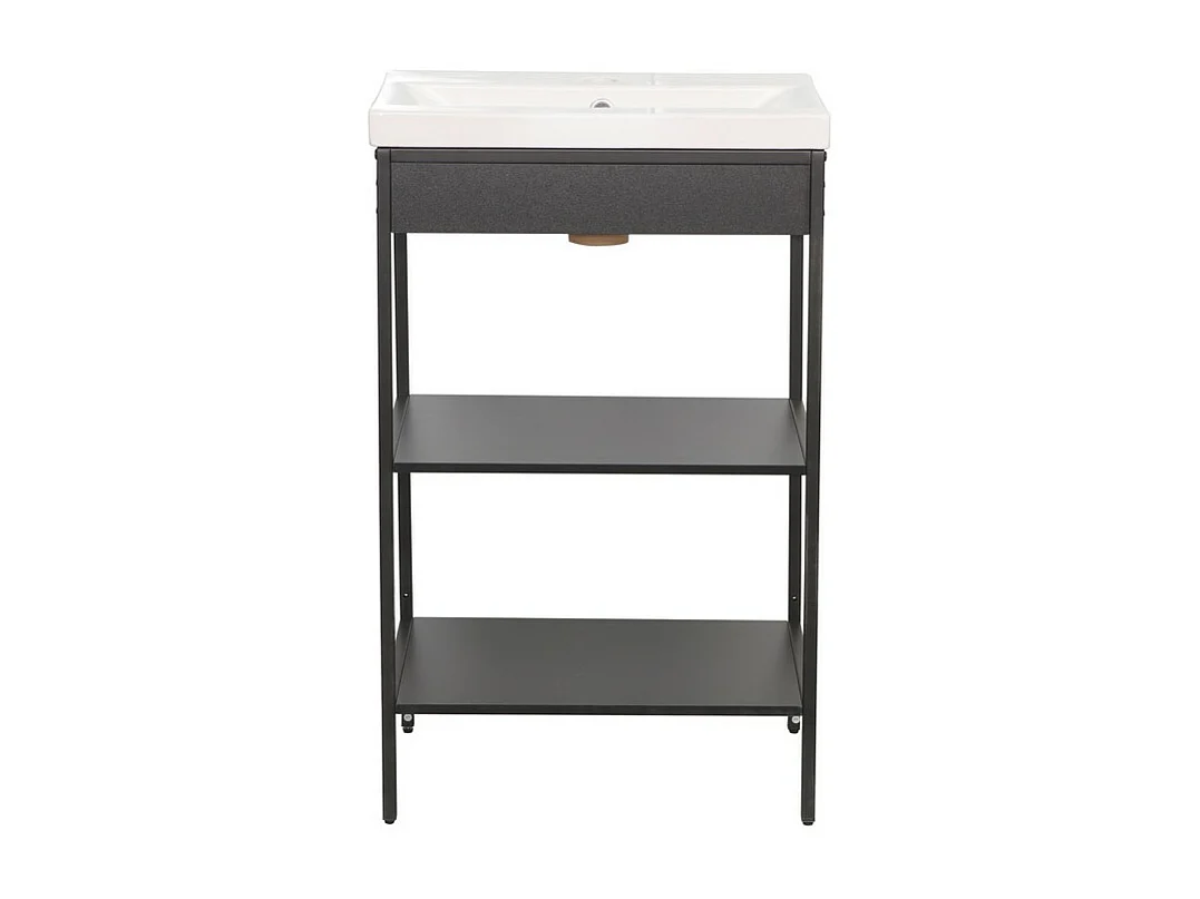 Meuble de Salle de Bain Sous Lavabo Lorin, Noir, 52x40x83 cm, Seven Design