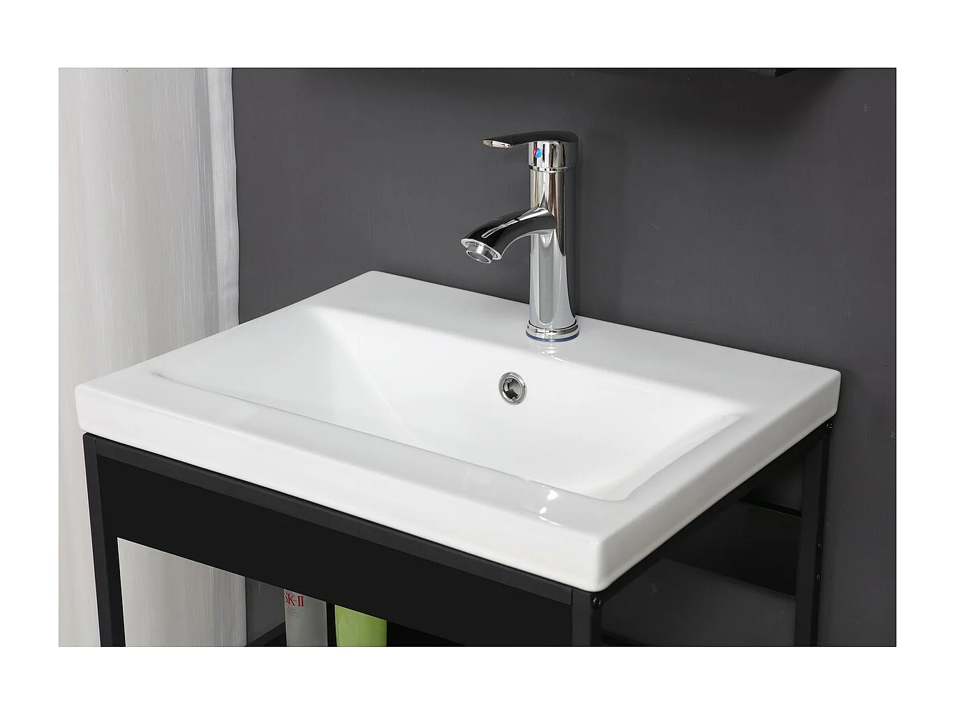 Meuble de Salle de Bain Sous Lavabo Lorin, Noir, 52x40x83 cm, Seven Design