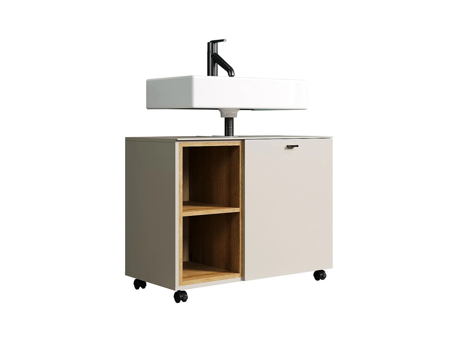 Meuble de Salle de Bain Sous Lavabo Sao Paulo, Beige, 80x42x64 cm, Seven Design