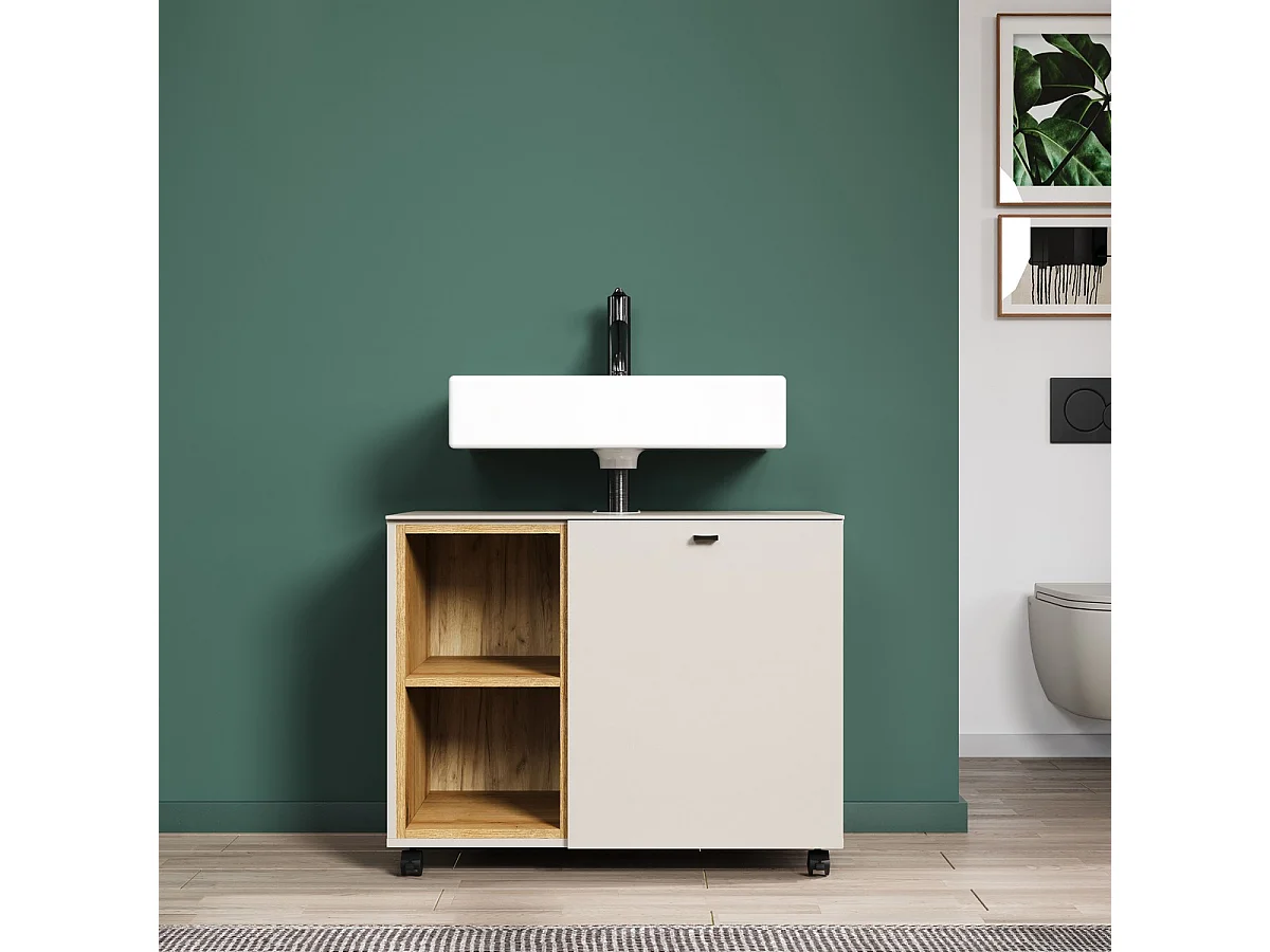 Meuble de Salle de Bain Sous Lavabo Sao Paulo, Beige, 80x42x64 cm, Seven Design