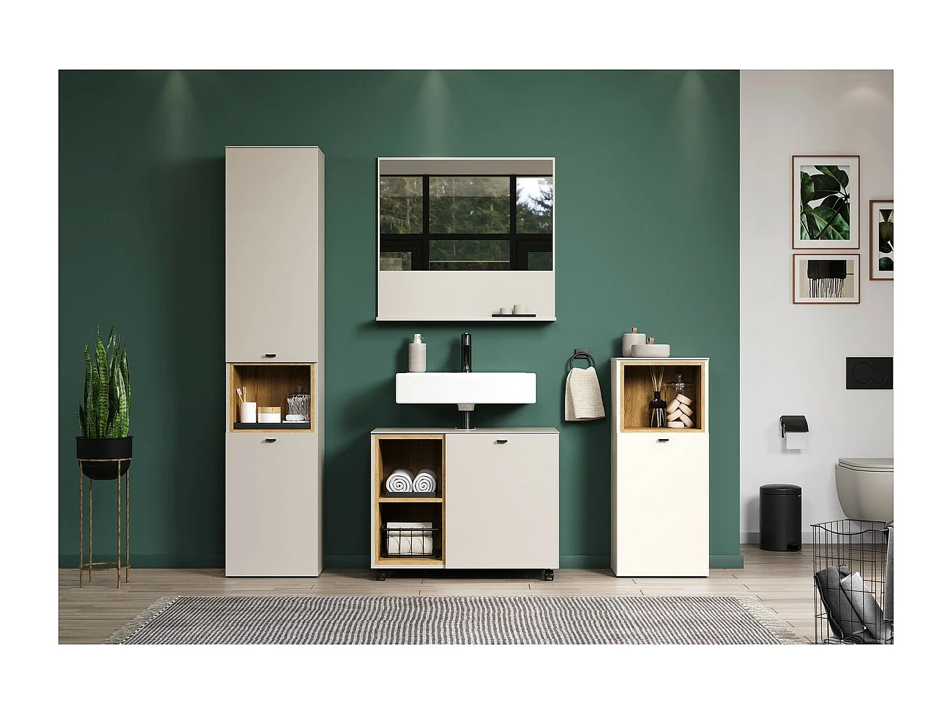 Meuble de Salle de Bain Sous Lavabo Sao Paulo, Beige, 80x42x64 cm, Seven Design