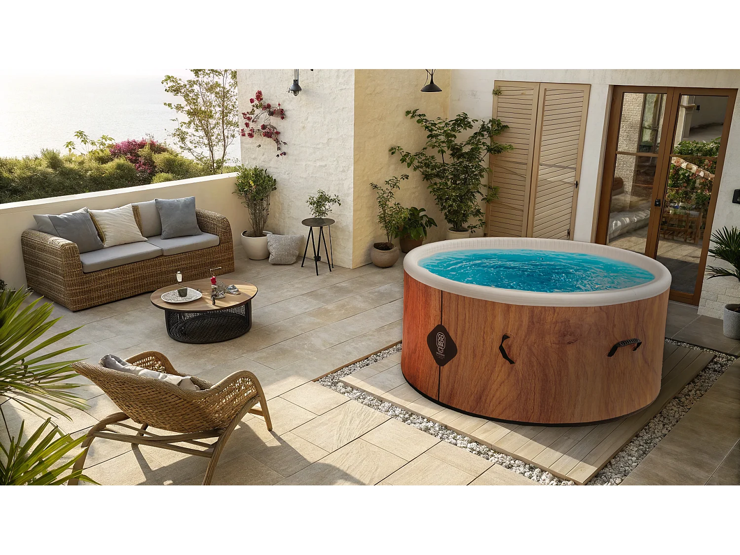 Coco Spa Tahiti Spa Gonfiabile - Diametro 150 cm - 800 litri - Motore da 2240 W - Per 2 a 4 persone