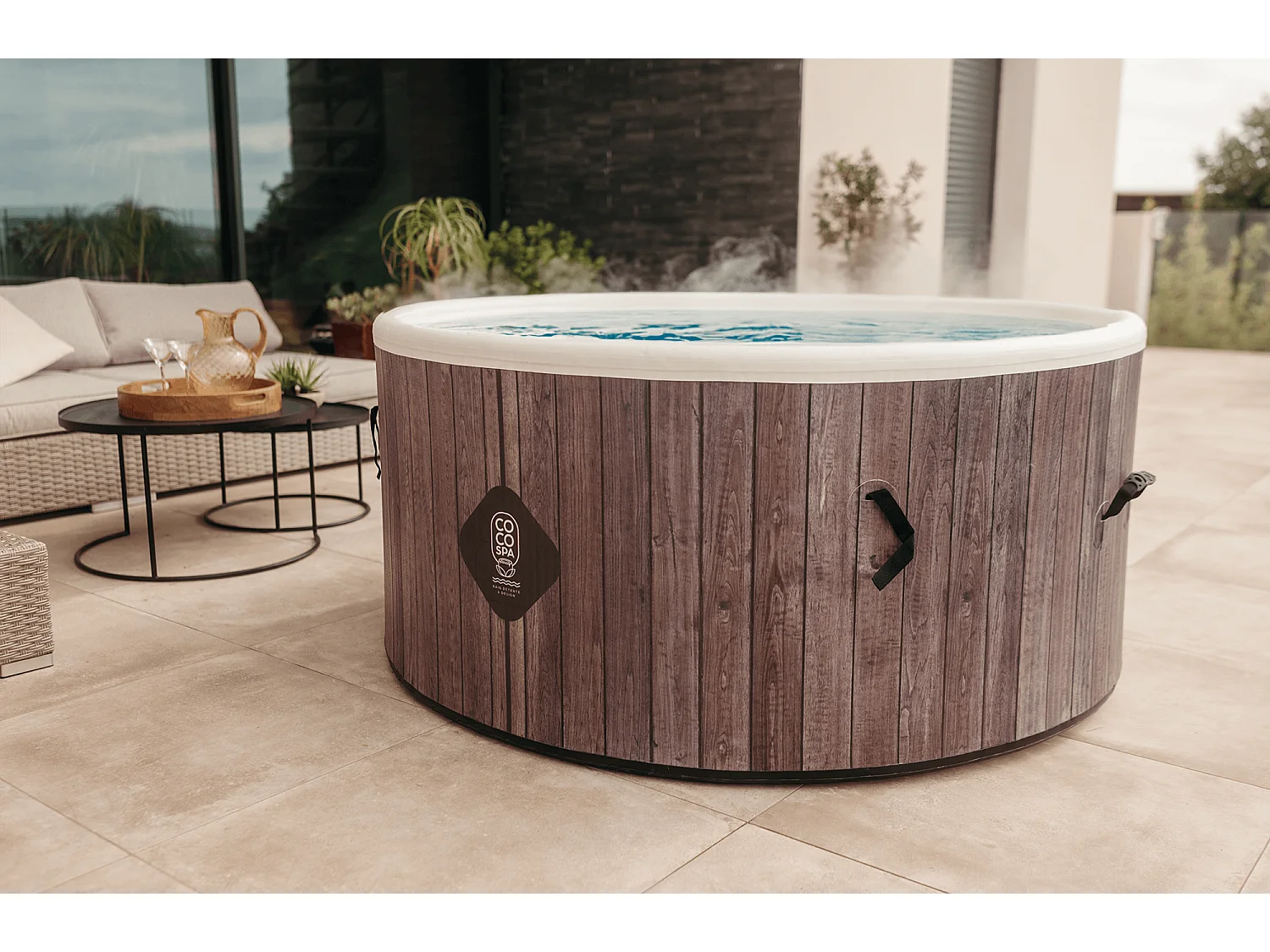 Coco Spa Helsinki Spa Gonflable - 150 Cm De Diamètre - 800 Litres - Moteur 2240 W - 2 à 4 personnes