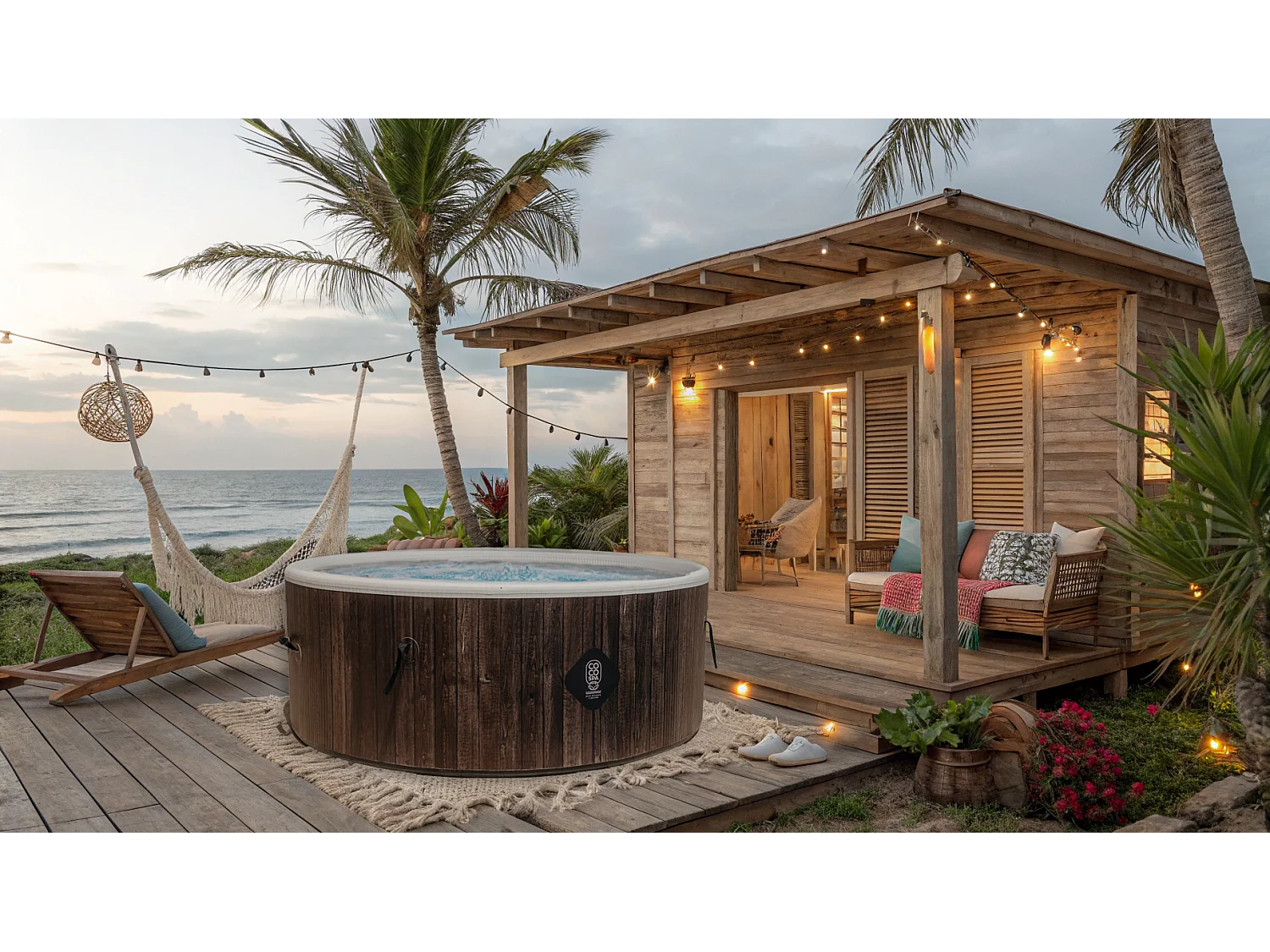 Spa Gonflable Helsinki Coco Spa   180 Cm De Diamètre | 1100 Litres | Moteur 2240 W | Jusqu'à 6 Personnes