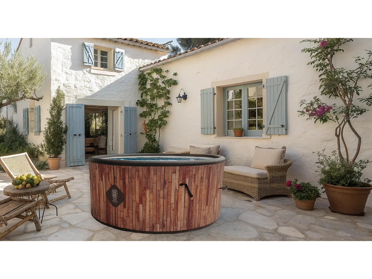 Coco Spa Exotik Spa Gonfiabile - Diametro 150 cm - 800 Litri - Motore da 2240 W - Da 2 a 4 Persone