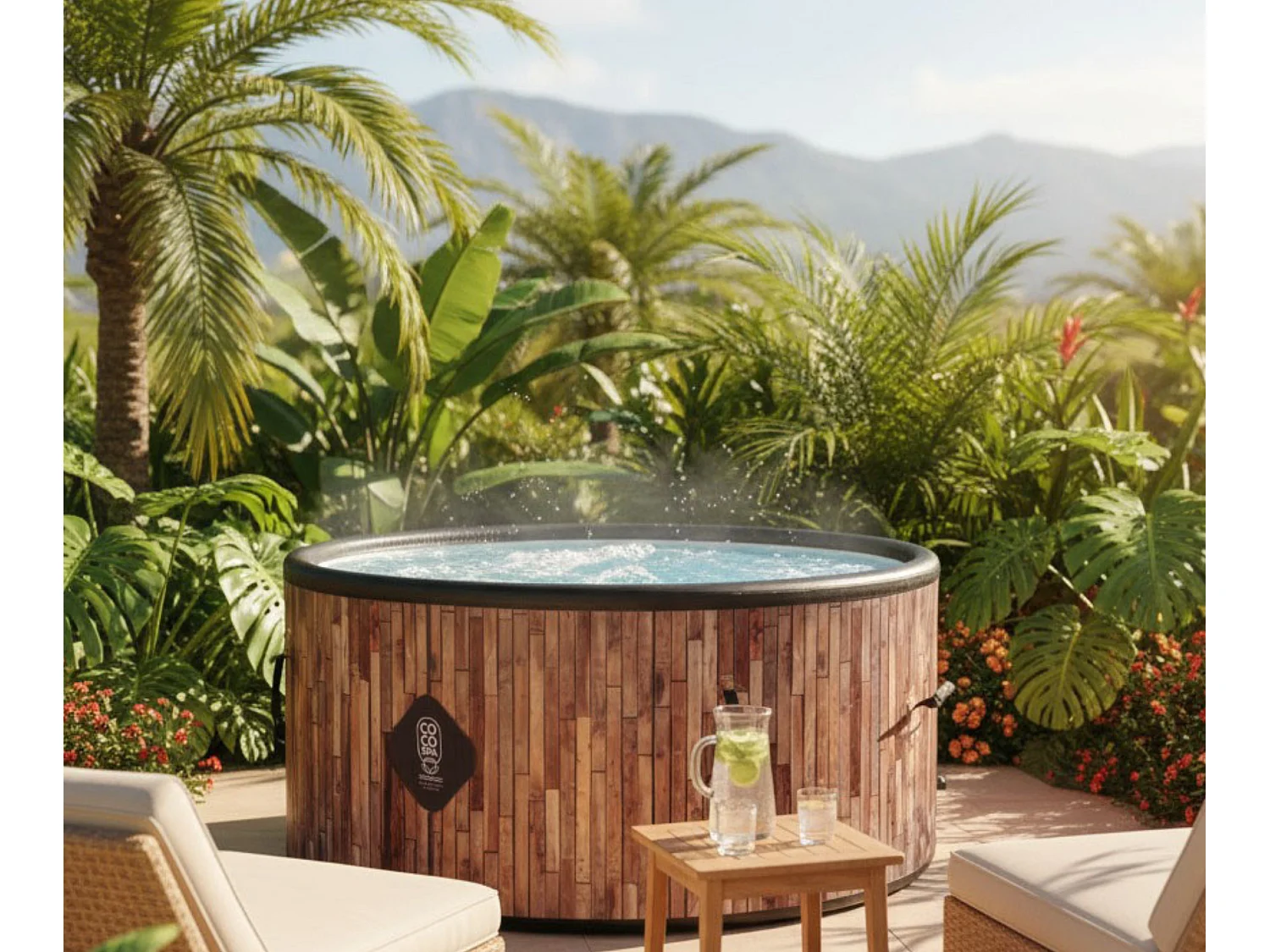 Coco Spa Bali Spa Gonflable - 150 Cm De Diamètre - 800 Litres - Moteur 2240 W - 2 à 4 Personnes