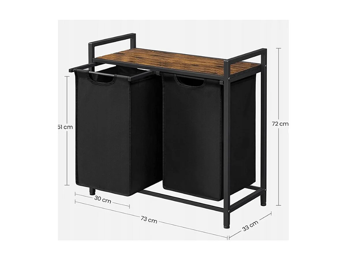 Cesto para ropa sucia, dos compartimentos, con estante, industrial