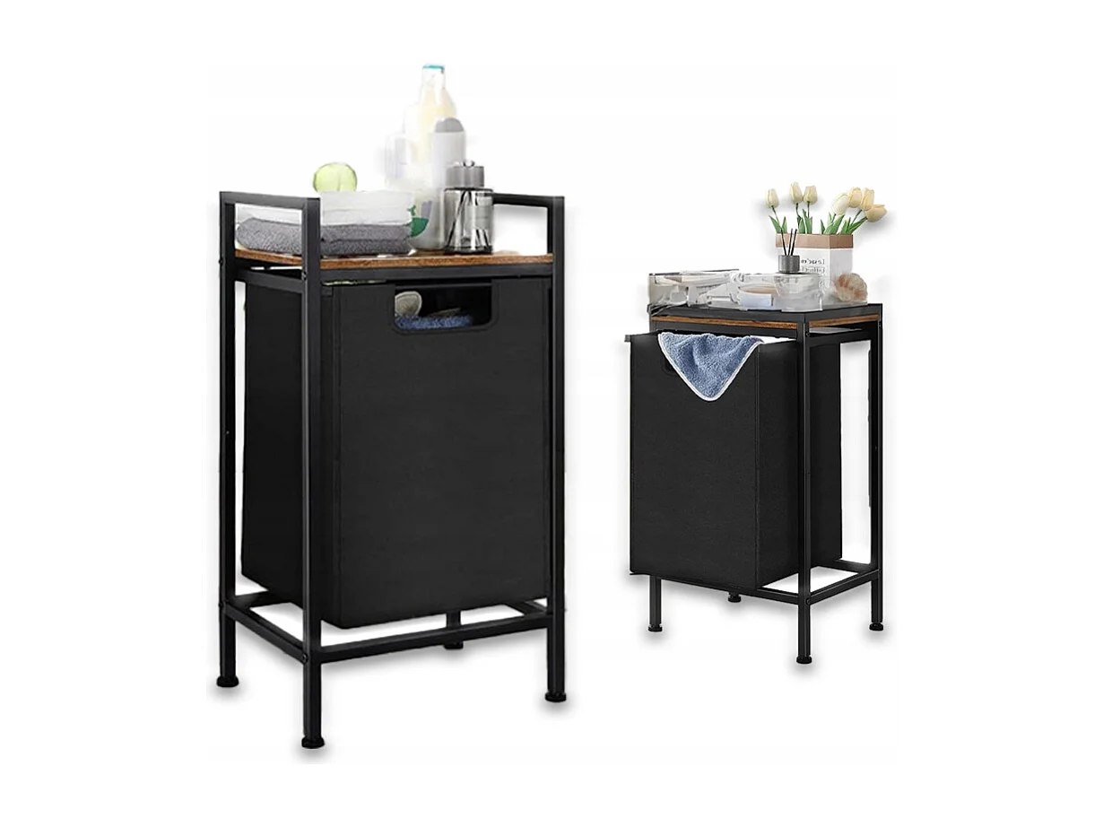 Panier À Linge Sur Pied, industriel, en bois 72x50x33 cm