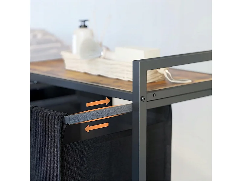 Panier À Linge Sur Pied, industriel, en bois 72x50x33 cm