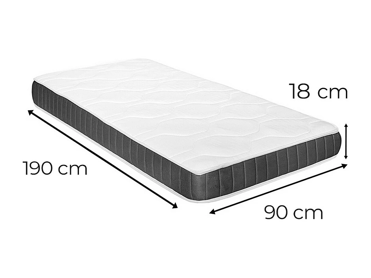 Colchón Viscoelástico Reversible medida 90 X 190 Grosor de 18 cm de Espuma Soft Ad para Invierno y Verano, con Firmeza Alta y Indeformable