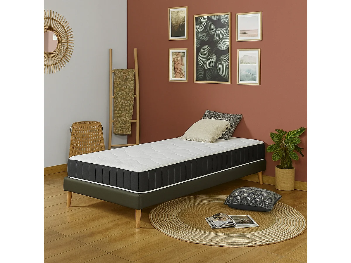 Colchón Viscoelástico Reversible medida 90 X 190 Grosor de 18 cm de Espuma Soft Ad para Invierno y Verano, con Firmeza Alta y Indeformable