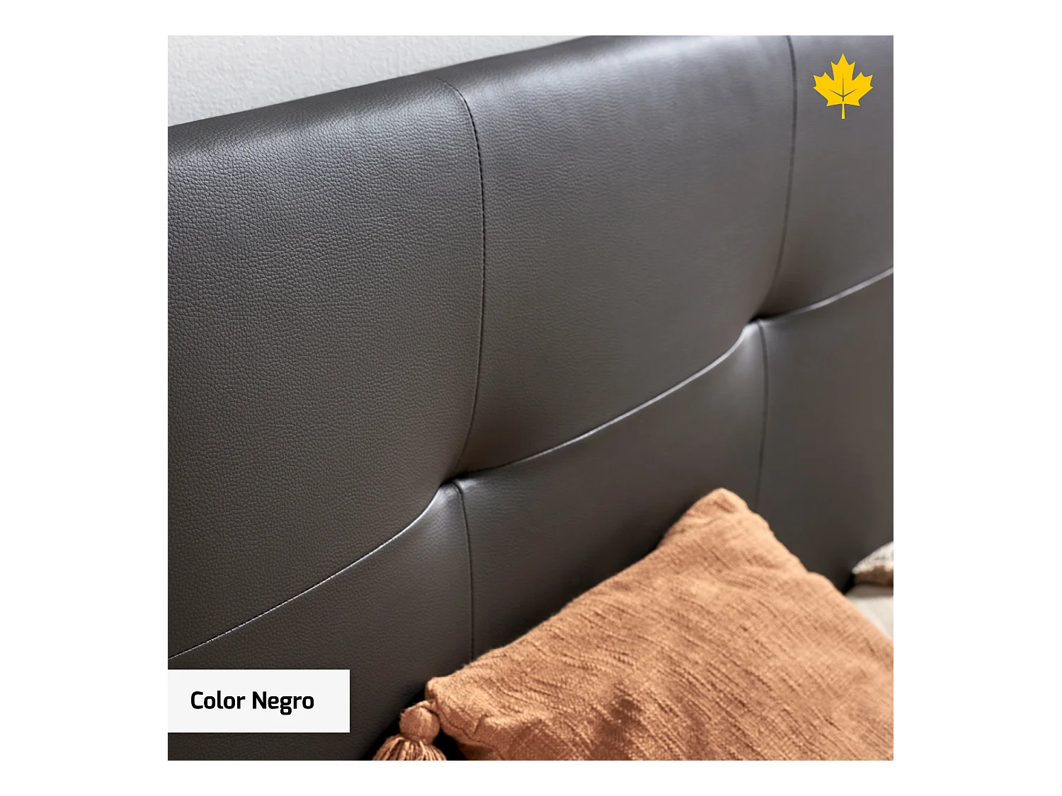 Cabecero de Cama Tapizado 105 cm | Negro | Tela de Polipiel Liso | Directo al suelo sin agujeros | Descansin