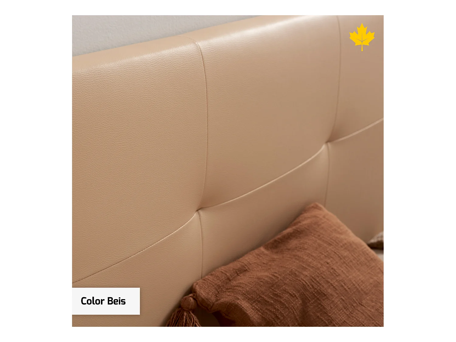 Tête de lit tapissée 180 cm | Beige | Tissu en simili cuir uni | Installation facile sans vis ni trous