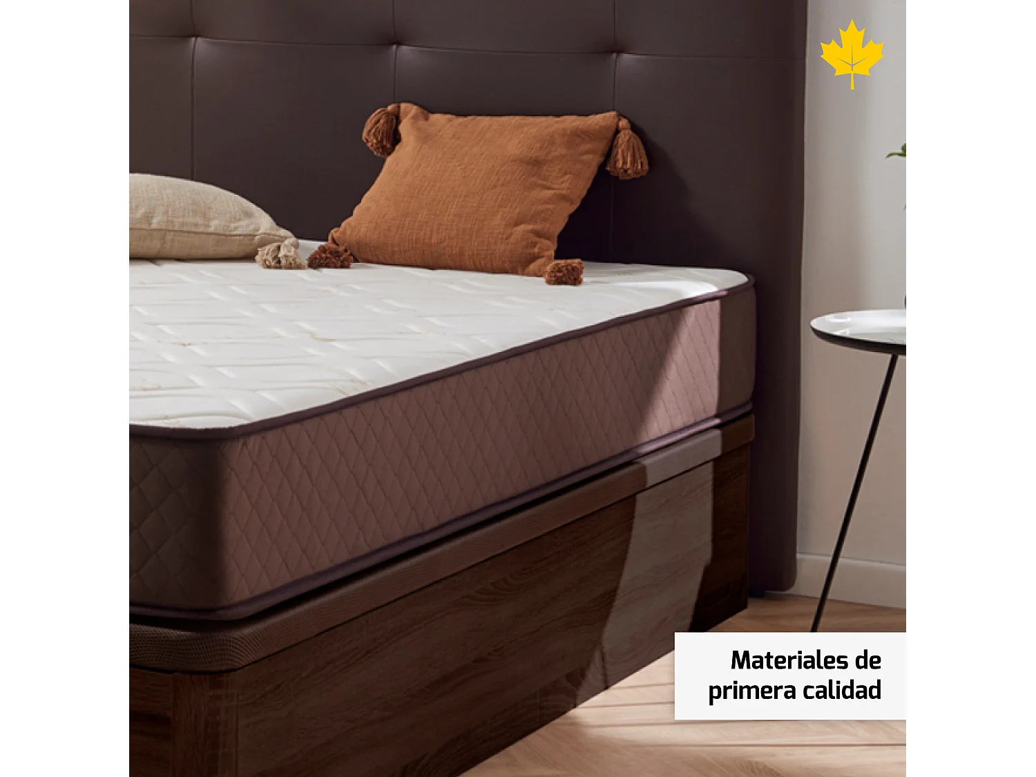 Cabeceira estofada Descansin 90x120 cm Wenge Tecido liso de couro sintético