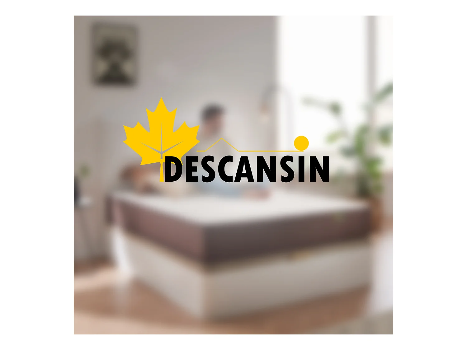 Cabeceira estofada Descansin 90x120 cm Bege Tecido liso de couro sintético