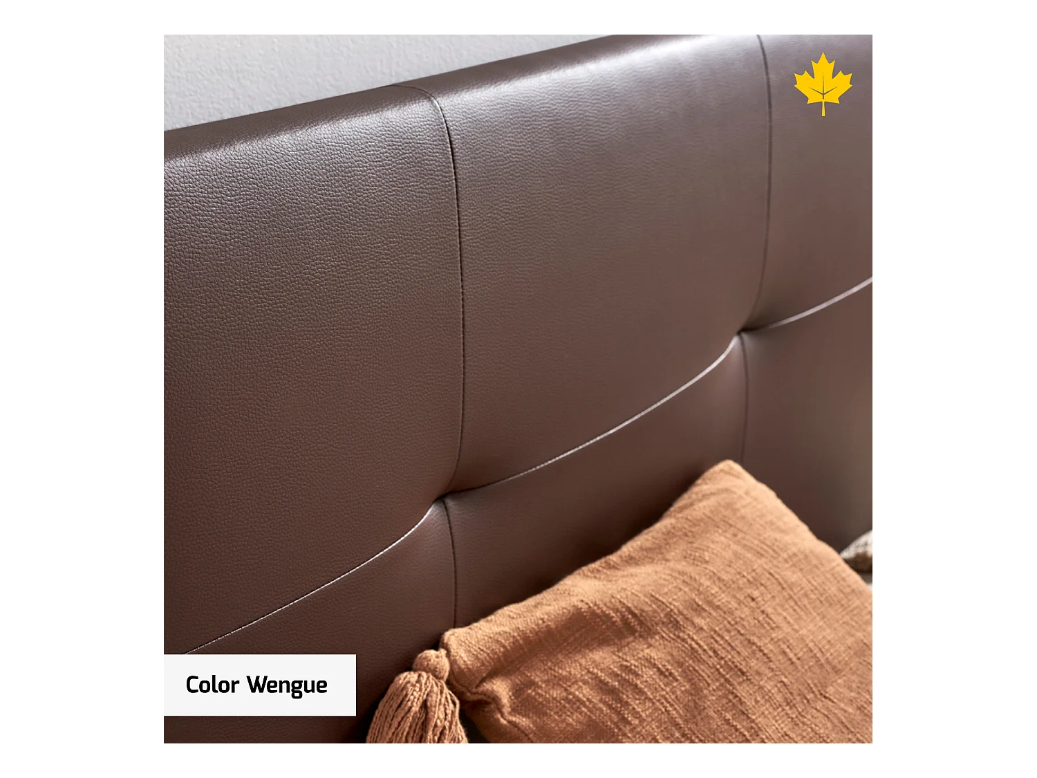 Cabecero de Cama Tapizado 135 cm | Wengue | Tela de Polipiel Liso | Directo al suelo sin agujeros | Descansin