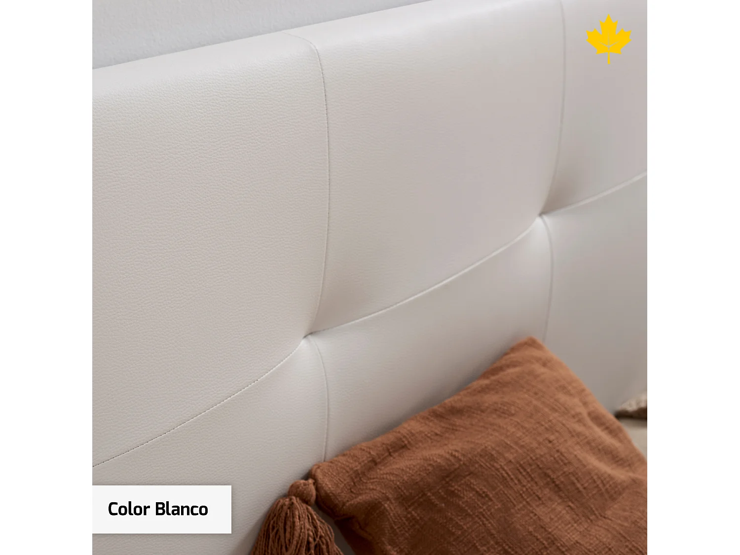 Tête de lit tapissée 105 cm | Blanc | Tela de Polipiel Liso | Facil Colocacion sin Tornillos ni Agujeros