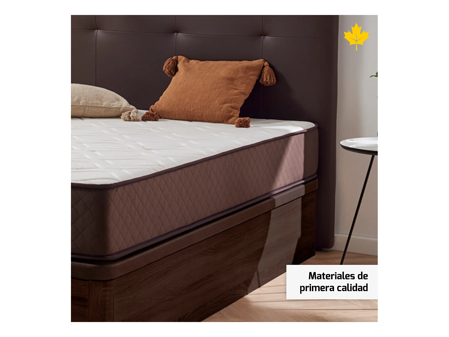 Cabeceira estofada Descansin 105x120 cm Wenge Tecido liso couro sintético