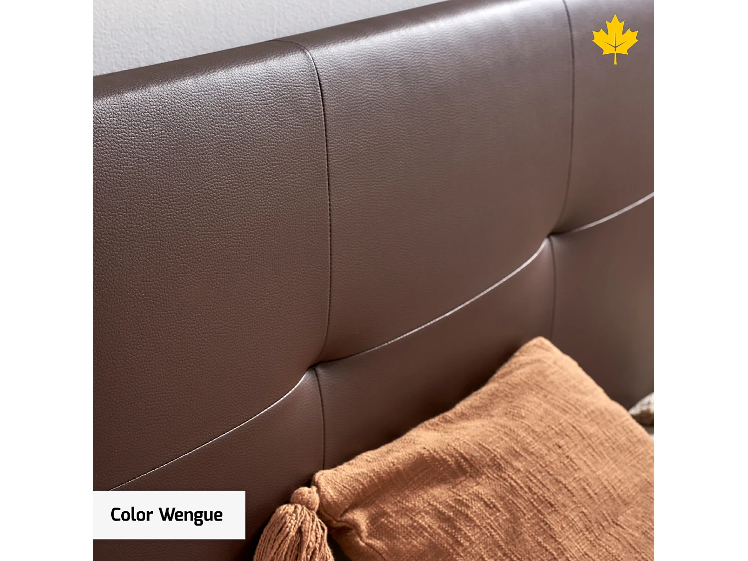 Tête de lit tapissée 150 cm | Wengé | Tela de Polipiel Liso | Facil Colocacion sin Tornillos ni Agujeros