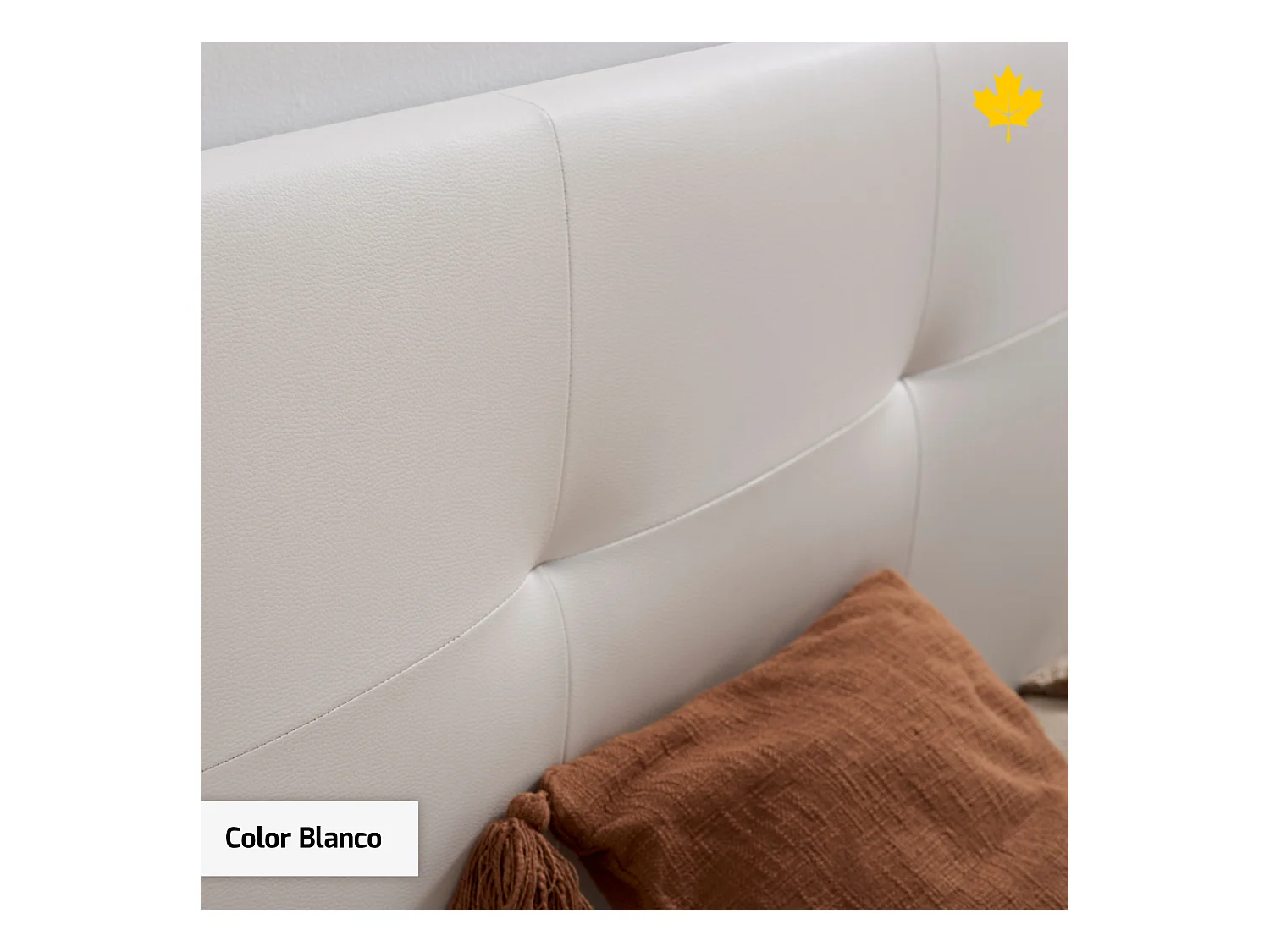 Cabeceira estofada Descansin 160x120 cm Branco Tecido liso couro sintético