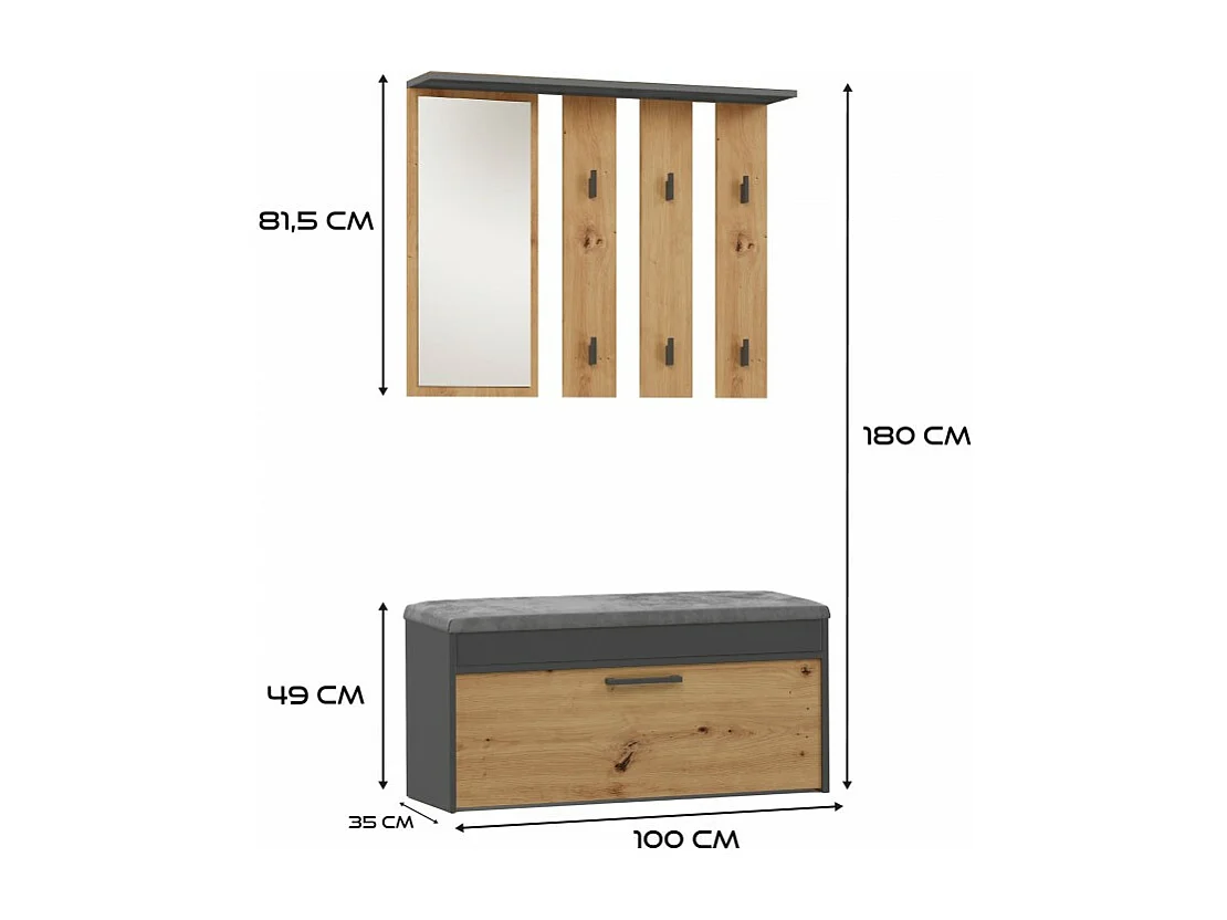 Penderie Parma ANTRACITE ARTISAN