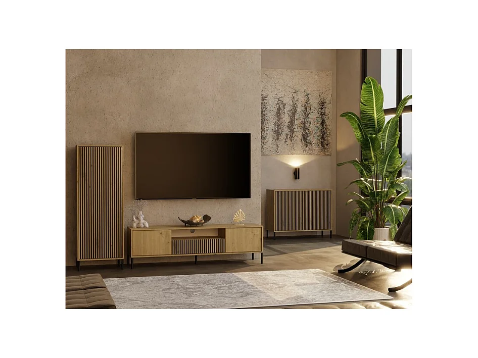 Commode KAMARO 2D SLIM CHÊNE ARTISAN