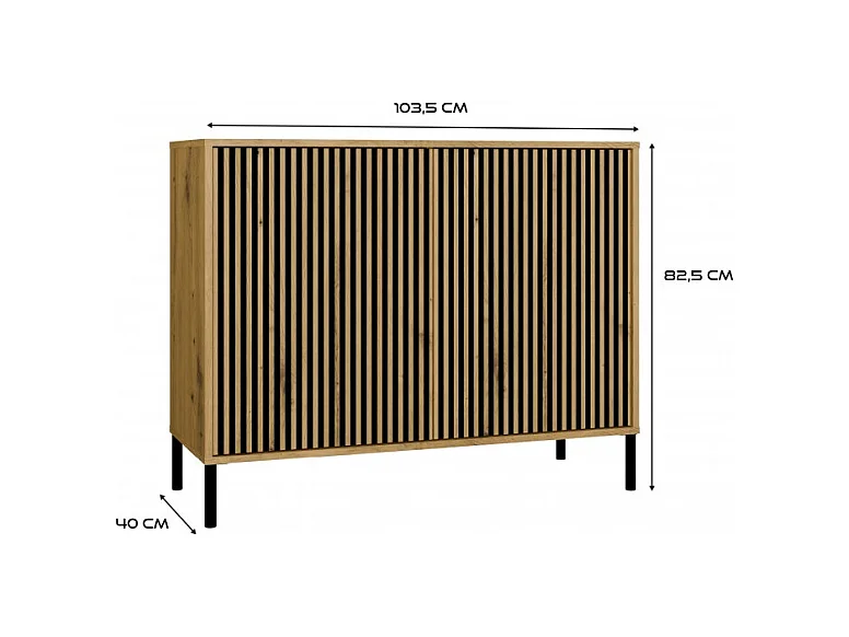 Commode KAMARO 2D SLIM CHÊNE ARTISAN