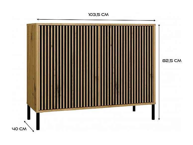 Komoda KAMARO 2D SLIM | Dąb Artisan | 103.5x40x82.5 cm | Lamele