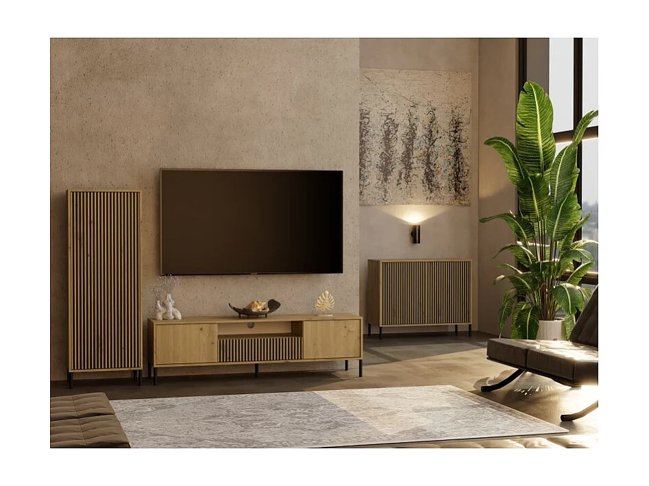 Commode KAMARO 2D SLIM CHÊNE ARTISAN