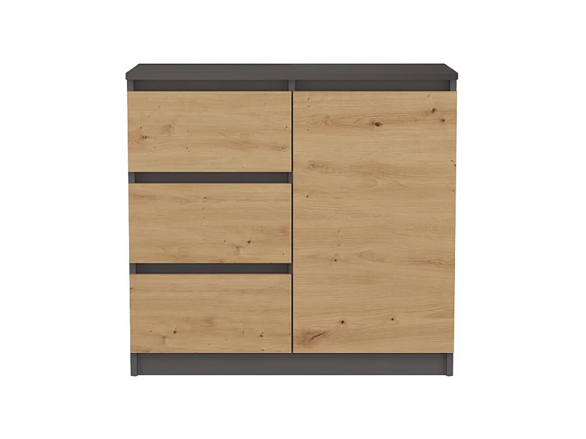 Komoda Malwa 1D3S | Antracyt/Dąb Artisan | 80x40x75 cm | 3 Szuflady, 1 Drzwi