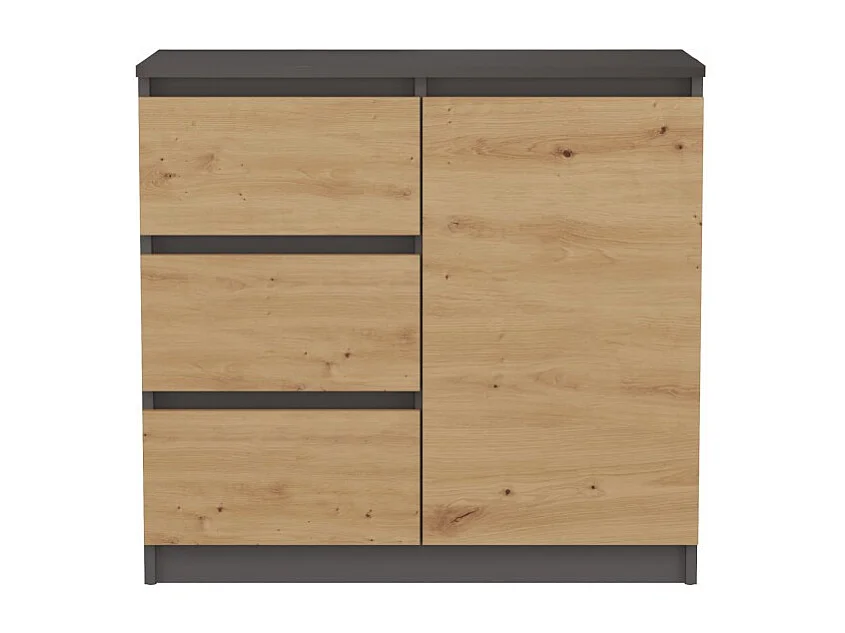 Komoda Malwa 1D3S | Antracyt/Dąb Artisan | 80x40x75 cm | 3 Szuflady, 1 Drzwi