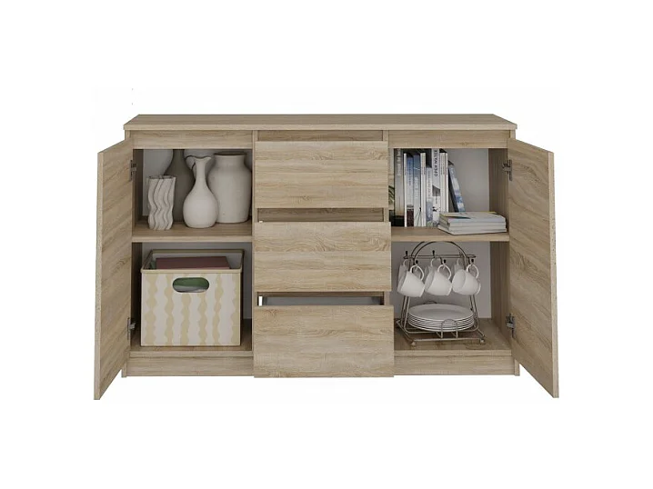 Komoda Malwa 2D3S | Dąb Sonoma | 120x40x75 cm | 2 Drzwi 3 Szuflady