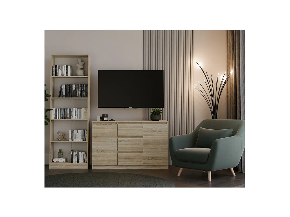 Komoda Malwa 2D3S | Dąb Sonoma | 120x40x75 cm | 2 Drzwi 3 Szuflady