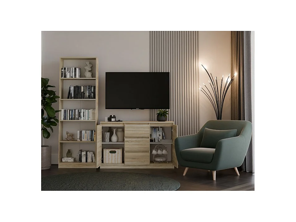 Komoda Malwa 2D3S | Dąb Sonoma | 120x40x75 cm | 2 Drzwi 3 Szuflady