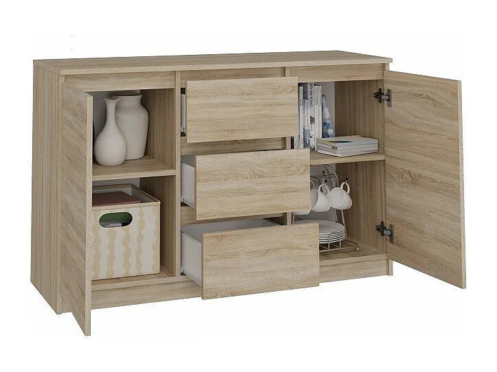 Komoda Malwa 2D3S | Dąb Sonoma | 120x40x75 cm | 2 Drzwi 3 Szuflady