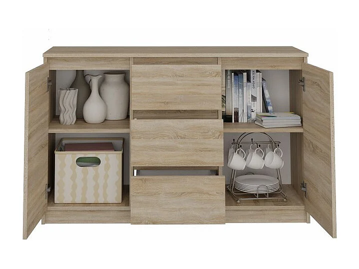 Komoda Malwa 2D3S | Dąb Sonoma | 120x40x75 cm | 2 Drzwi 3 Szuflady