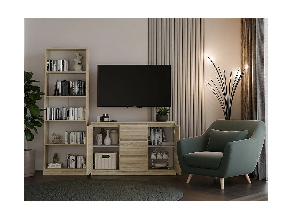 Komoda Malwa 2D3S | Dąb Sonoma | 120x40x75 cm | 2 Drzwi 3 Szuflady