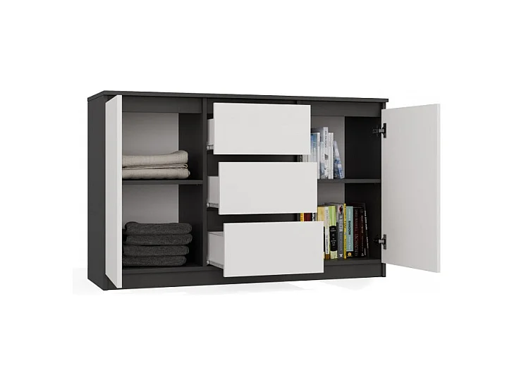 Commode Malwa 2D3S ANTHRACITE BLANC