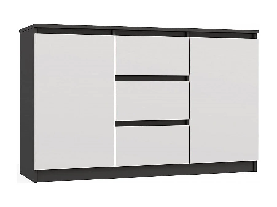CAZAR - Comò a 2 ante + 3 cassetti - Dimensioni: 75x120x40 - Credenza - Antracite e bianco