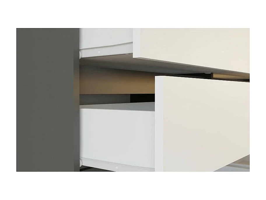 CAZAR - Comò a 2 ante + 3 cassetti - Dimensioni: 75x120x40 - Credenza - Antracite e bianco