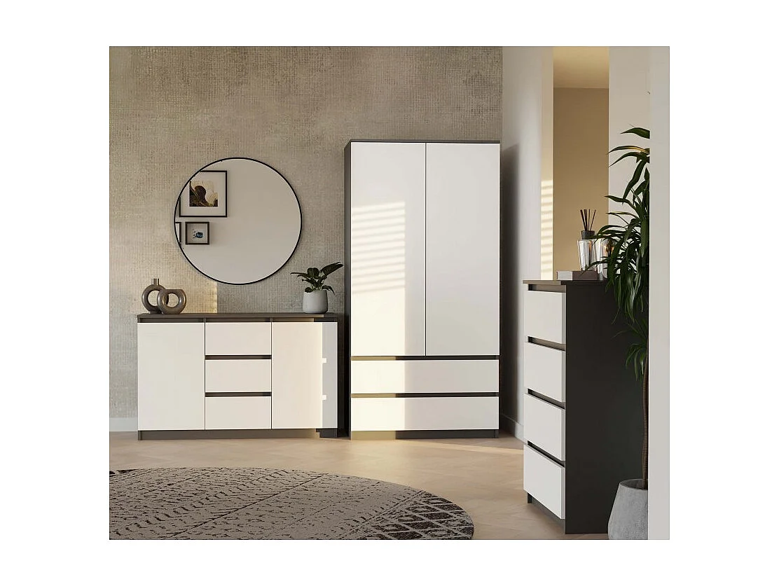 Commode Malwa 2D3S ANTHRACITE BLANC