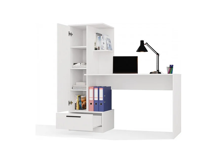 Ensemble bureau + étagère COSMO BLANC