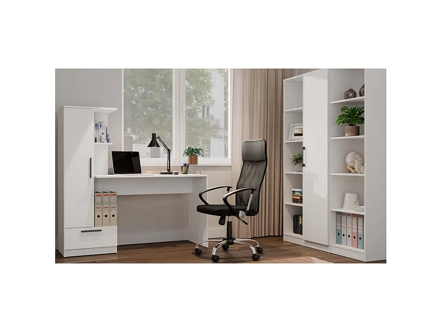Ensemble bureau + étagère COSMO BLANC