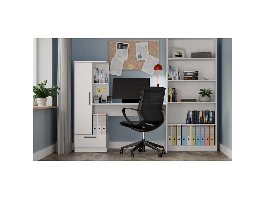 Ensemble bureau + étagère COSMO BLANC