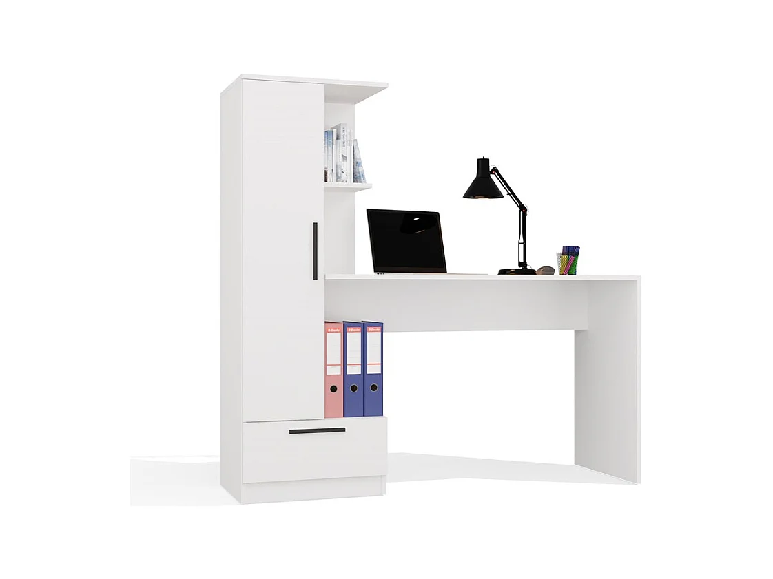 Ensemble bureau + étagère COSMO BLANC