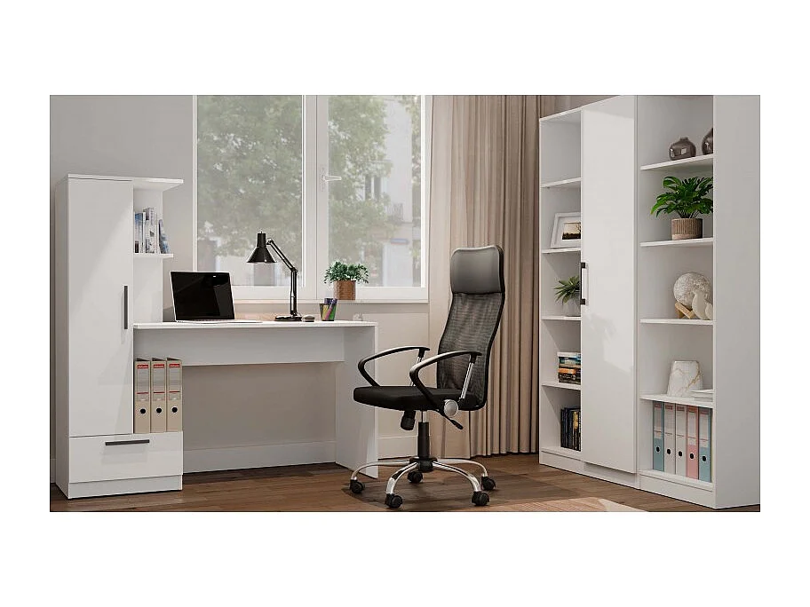 Biurko COSMO BIAŁE |Biurko + Regał| 143x50x140 cm |  Nowoczesne Meble Biurowe