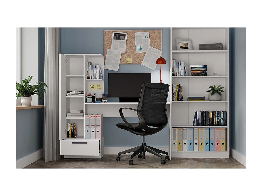 Biurko COSMO BIAŁE |Biurko + Regał| 143x50x140 cm |  Nowoczesne Meble Biurowe