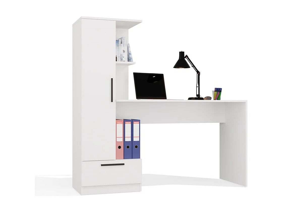 Biurko COSMO BIAŁE |Biurko + Regał| 143x50x140 cm |  Nowoczesne Meble Biurowe